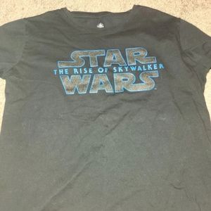 Disney Star Wars The Rise of Skywalker Black Shirt Glitter Logo Large